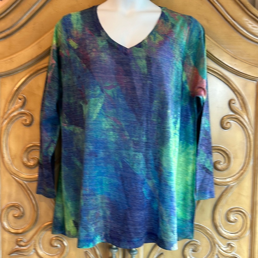 Nwot Soft Surroundings Color Block Tee - image 1